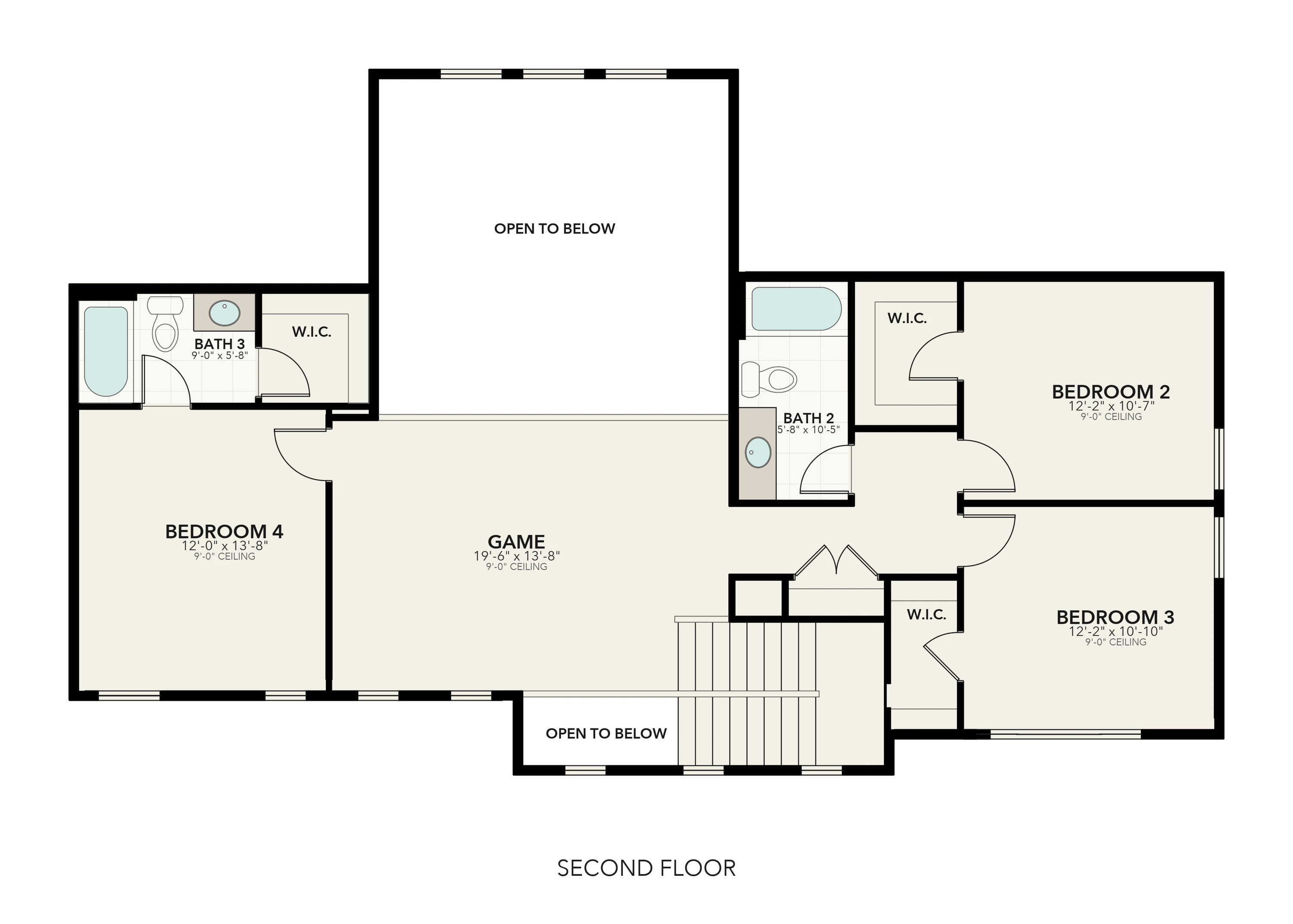 The Cottonwood second floor plan diagram
