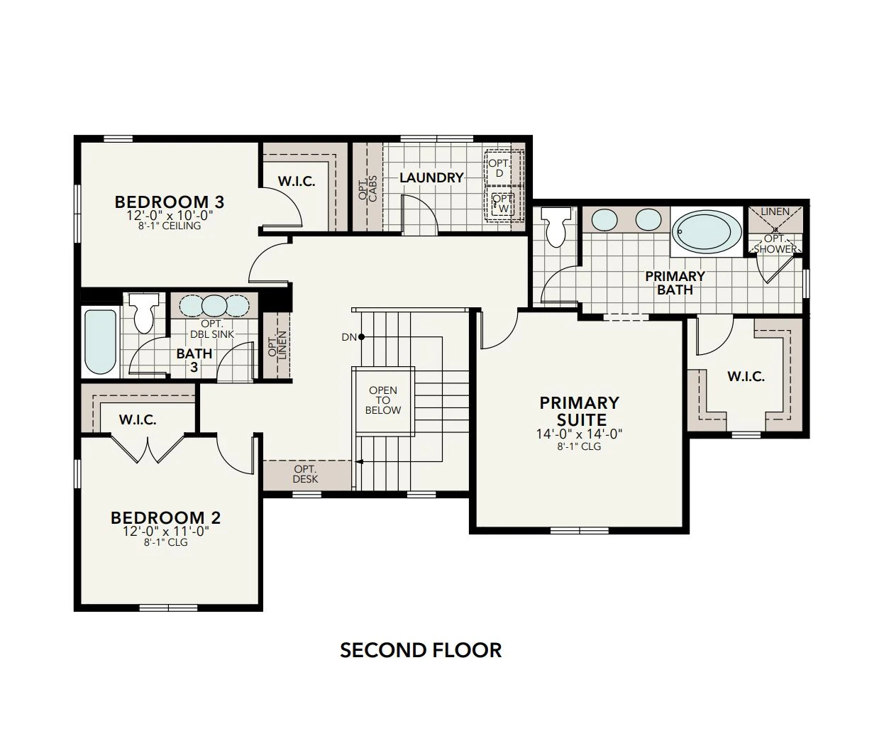 The Cypress second floor plan diagram