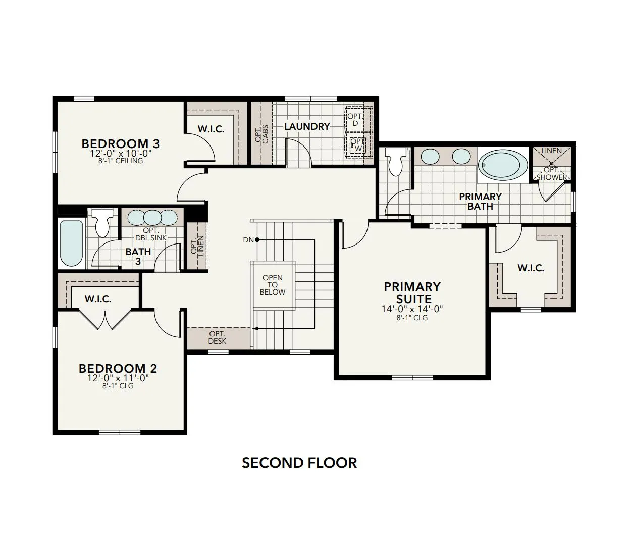 The Cypress second floor plan diagram