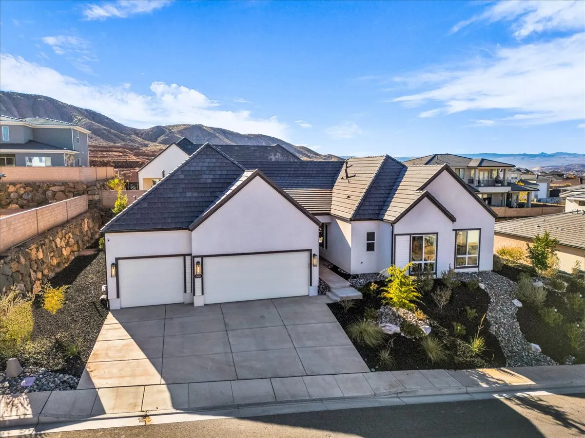 Aerial view of a BBH Group model home in Shooting Star community