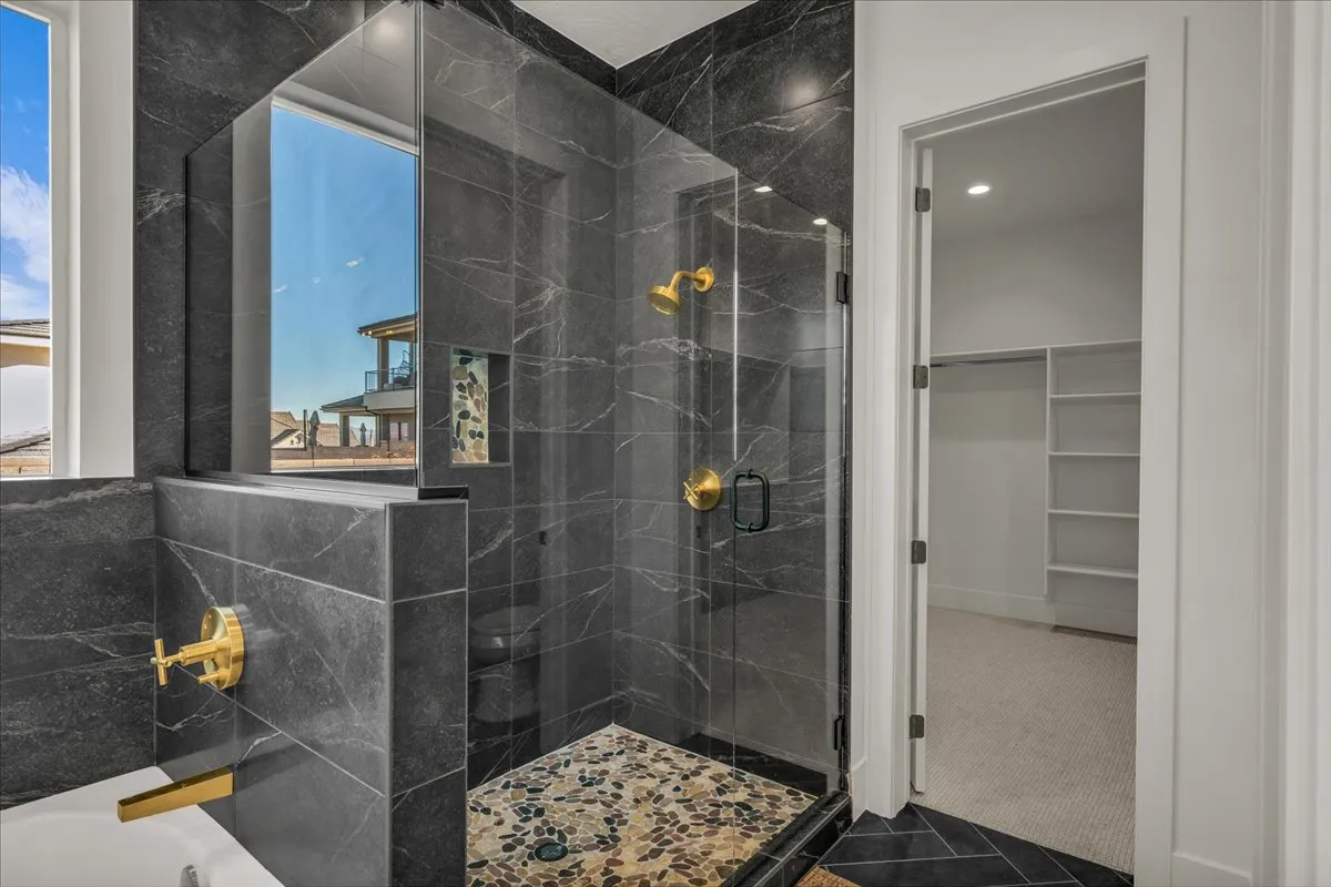 Master shower and walk-in closet